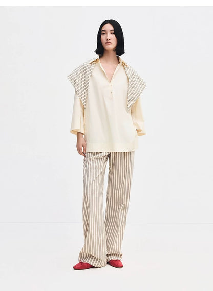 EDI Butter Yellow Stretch-Cotton Shirt w Cotton-silk Scarf