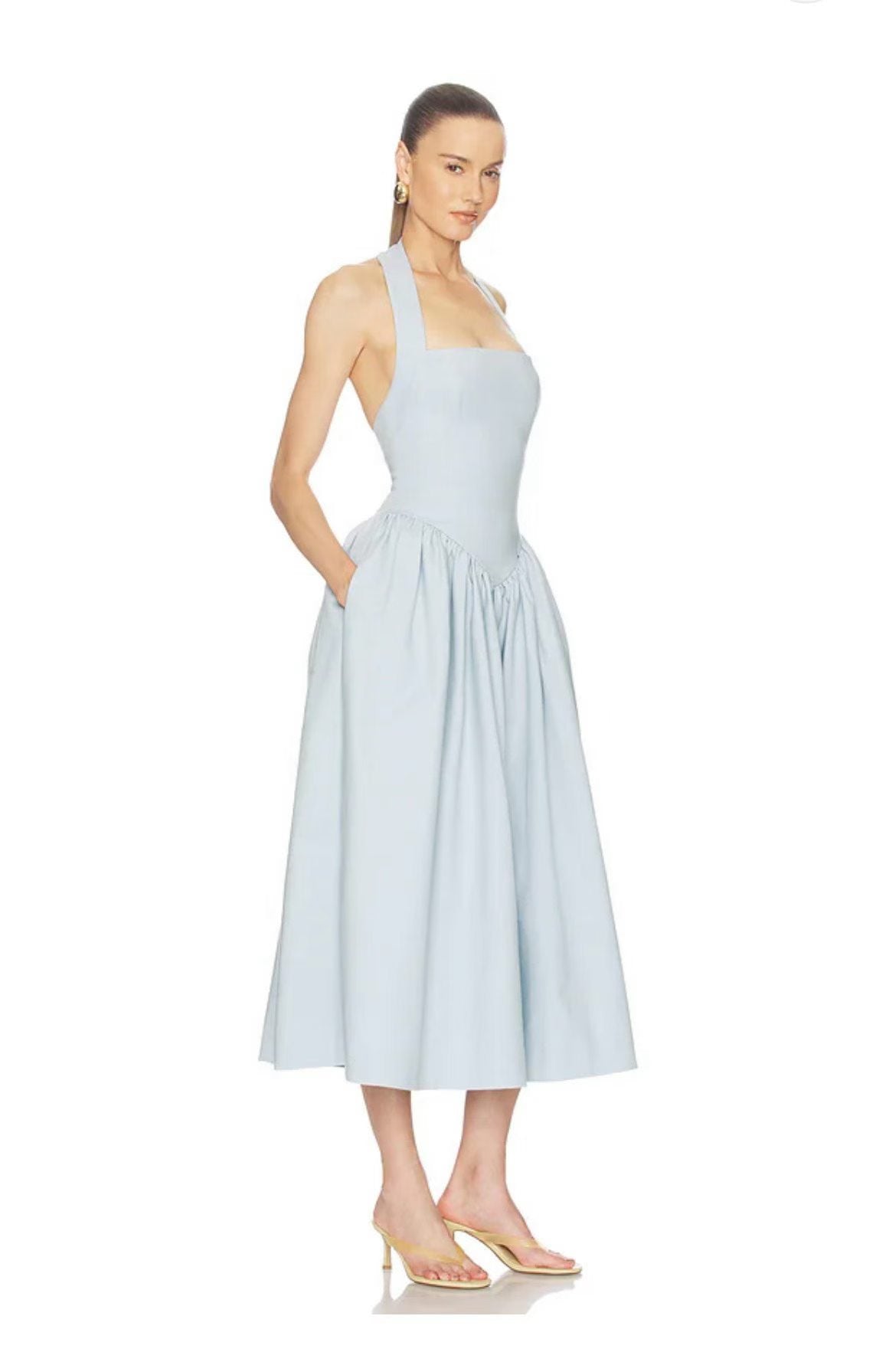 HS Faille Halter Cotton-blend Midi Dress