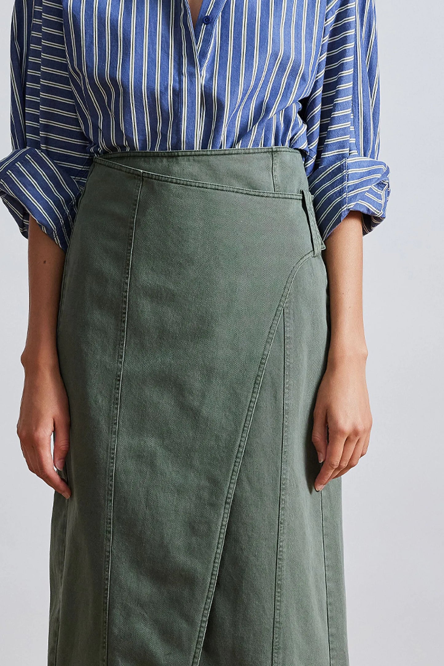 AA Lahiri Wrap Cotton Midi Skirt | Andorra | Thyme