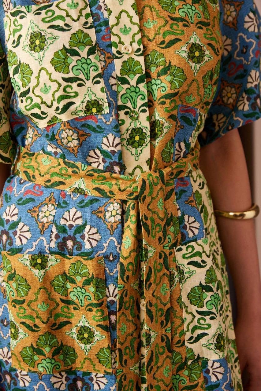 ALM Ali Spliced Linen Midi Dress ShirtDress | Mini Dress