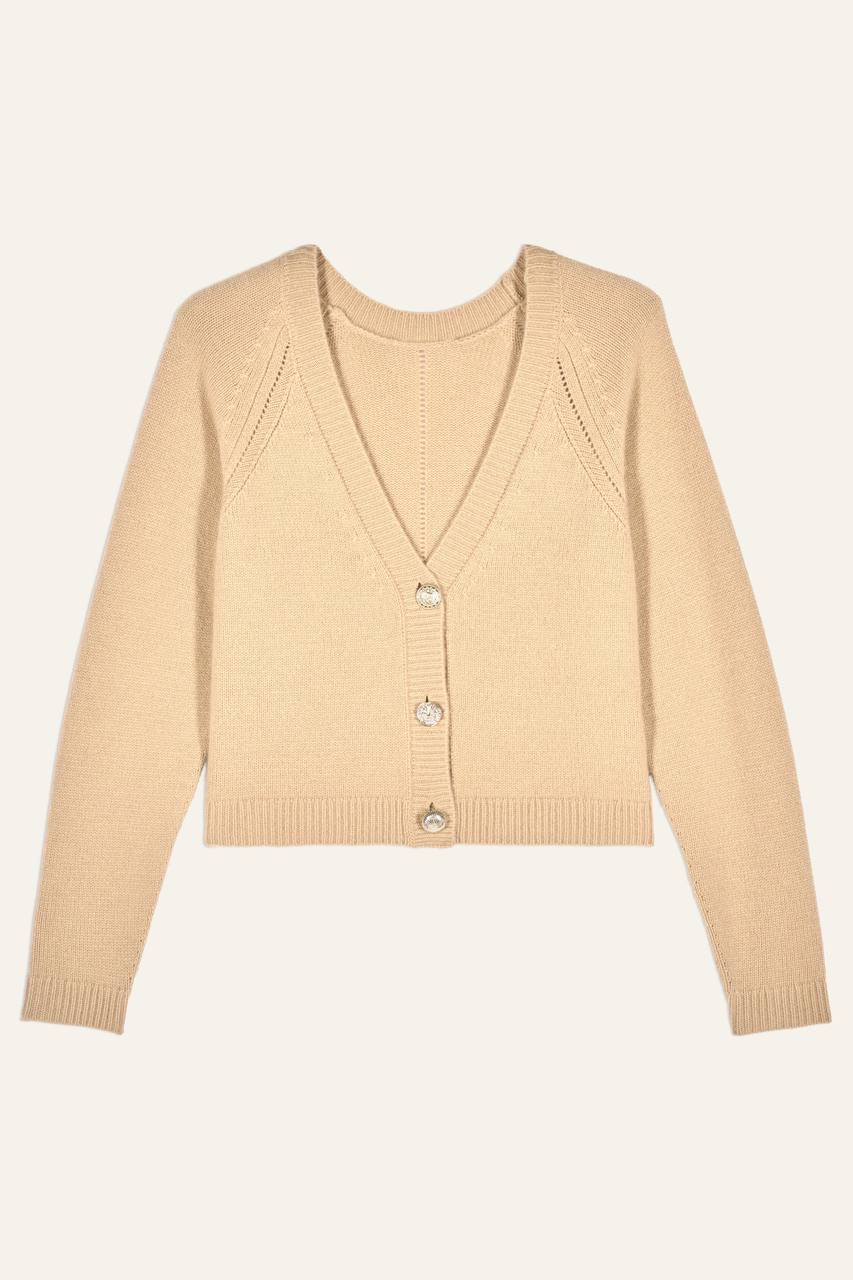 BA Carlia Cashmere Cropped V-neck Cardigan