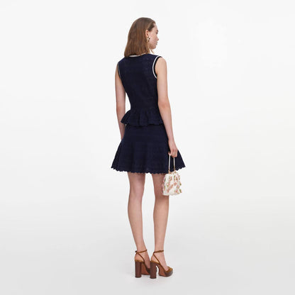 SP Peplum Pointelle Knit Mini Dress