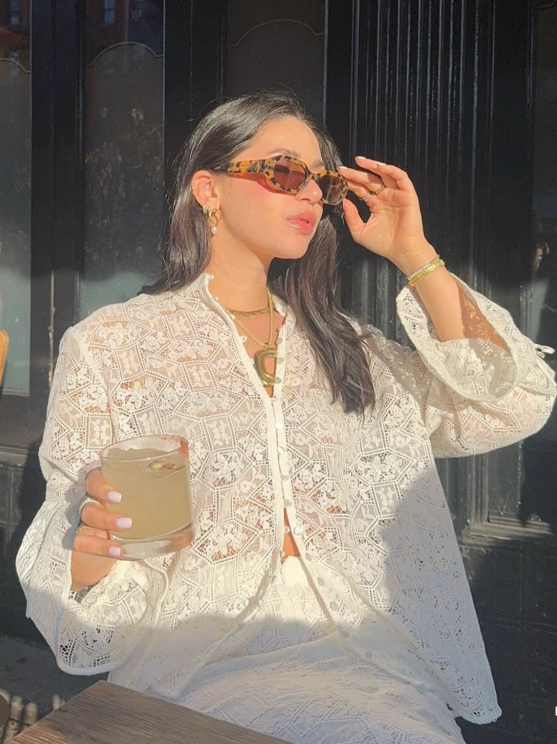 SZ Faria Sheer Lace Long Sleeved Shirt