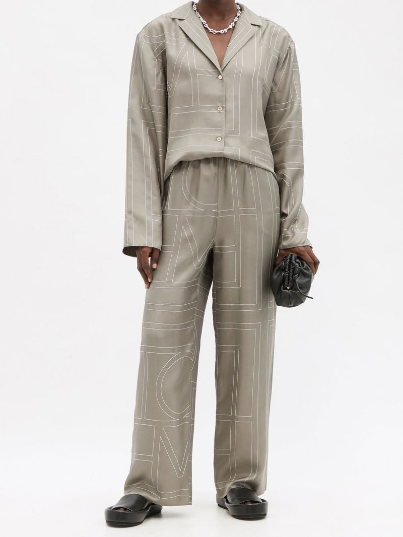 9 Colors! (PART 2/2) Tot Monogram Silk PJ Shirt Top | Shorts | Pants | Embroidered Set