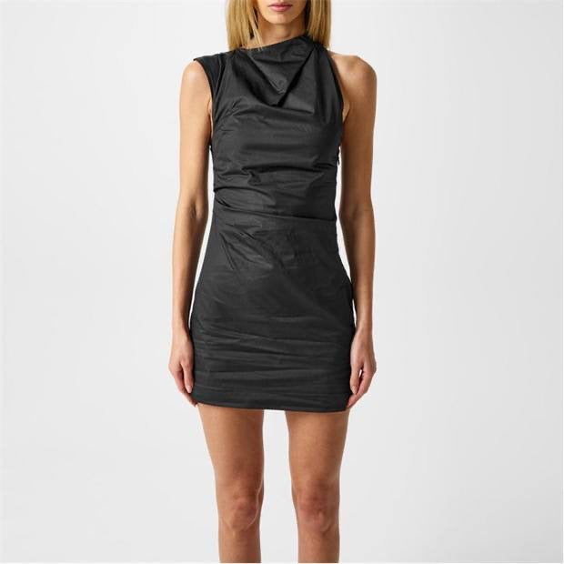 SA Asymmetric Tuck Mini Dress