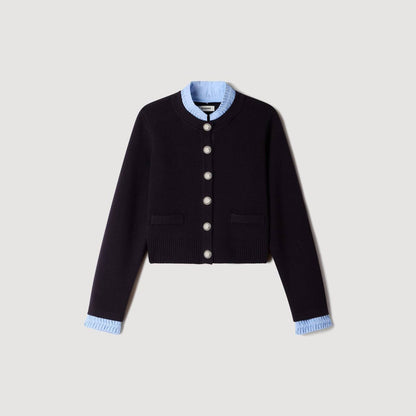 SD Two Tone Origami Collar Cardigan