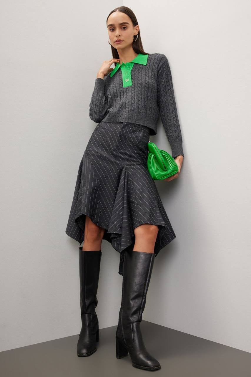 SD Reno Wool-Cashmere Contrast Collar Knit Sweater