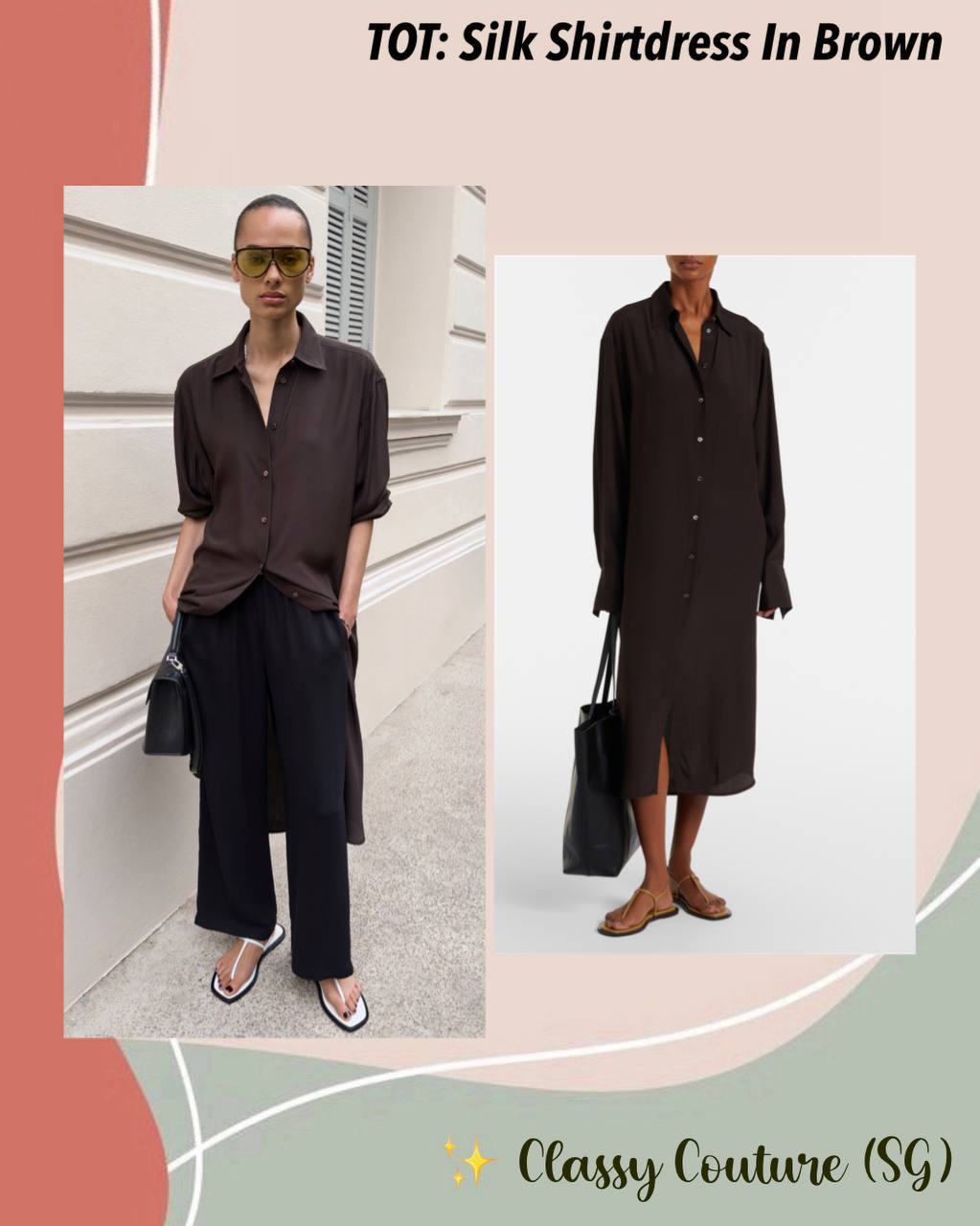 TOT Silk Shirtdress In Brown