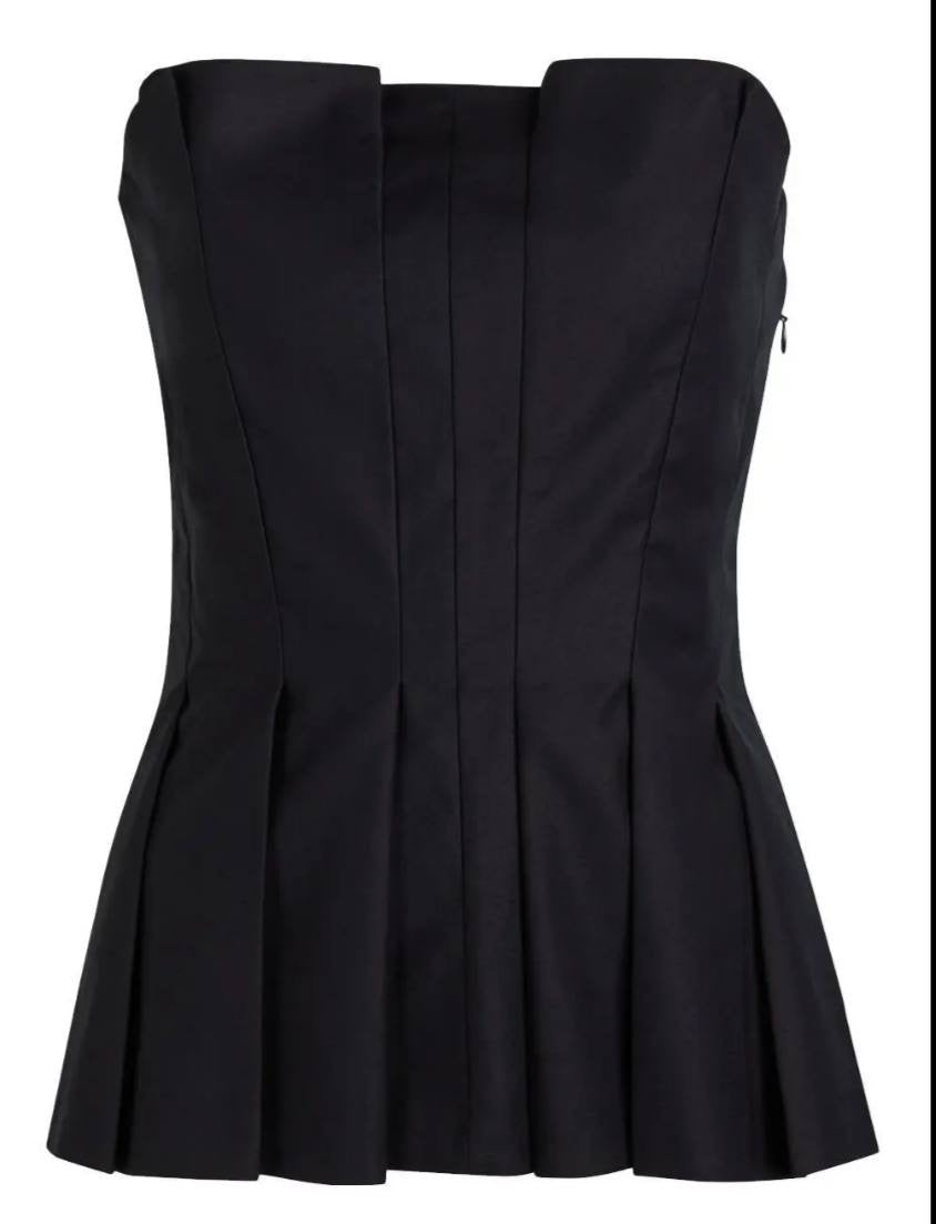 Ref Ashlyn Strapless Cotton Pleated Peplum Top