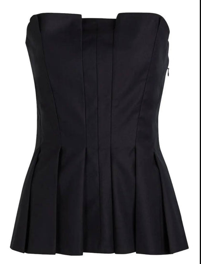 Ref Ashlyn Strapless Cotton Pleated Peplum Top