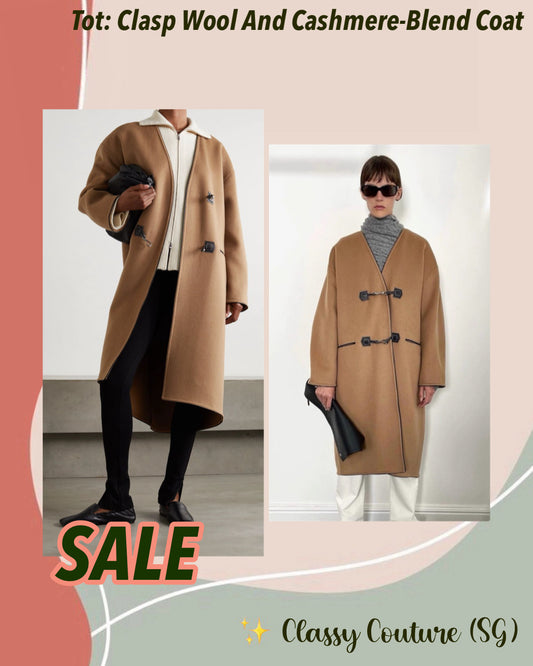 SALE! Tot Clasp Leather-Trimmed Brushed Wool And Cashmere-Blend Coat