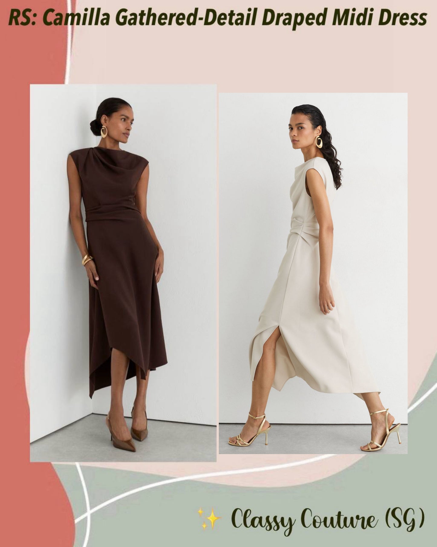 PETITE/REGULAR! RS Camilla Gathered-Detail Viscose-blend Draped Midi Dress