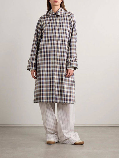 TR Tavishina Checked Silk-Cotton-Blend Poplin Coat