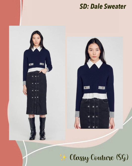 SD Dale Contrast Collar Long Sleeve Sweater