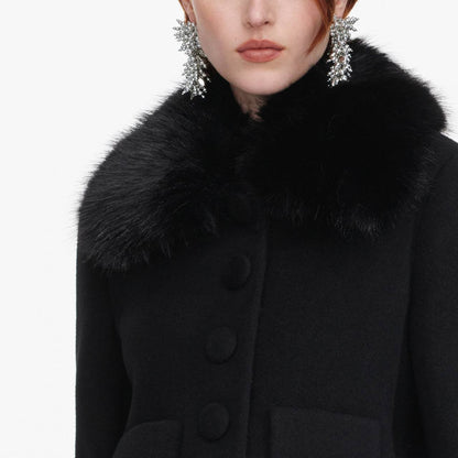 SP Black Wool Fur Cuff Jacket