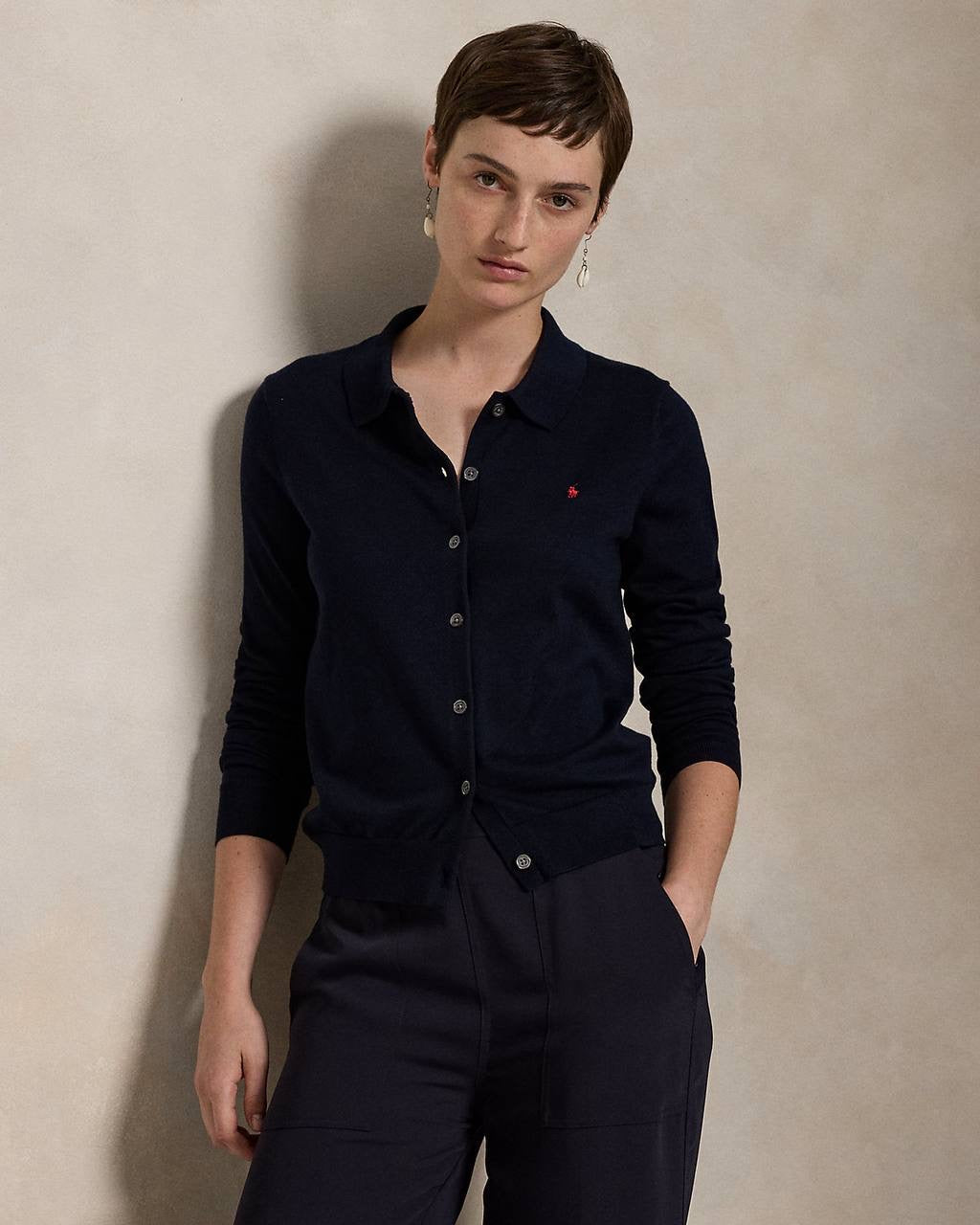 RL Polo-Collar Cotton-blend Buttoned Cardigan