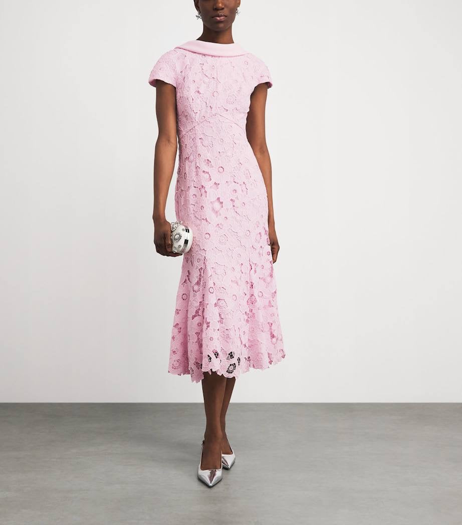 SP Pink Lace Scoop-Back Midi Dress