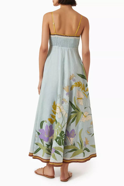 ALM Alfie Linen Sleeveless Sundress Midi Dress