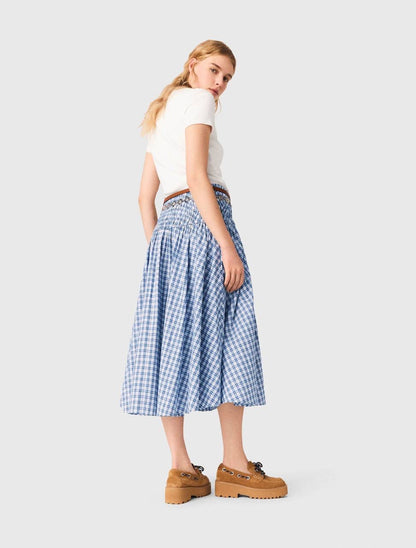 MJ Lunamimi Smocked Crop Top | Jomimi Midi Skirt | Rhinestone-embellished Gingham Cotton Set