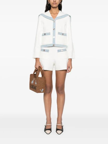 MJ Mirsalcollar Cardigan Sailor Top | Irsala Shorts | Denim Detail Set