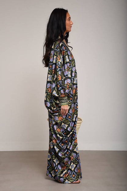 ALM Cece Floral Silk-twill Kaftan Midi Maxi Dress