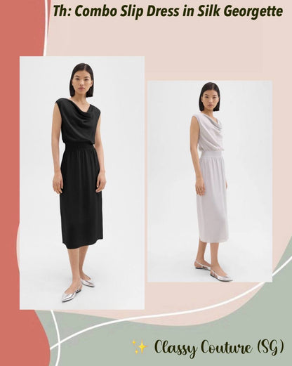 TH Combo Slip Midi Dress in Silk Georgette