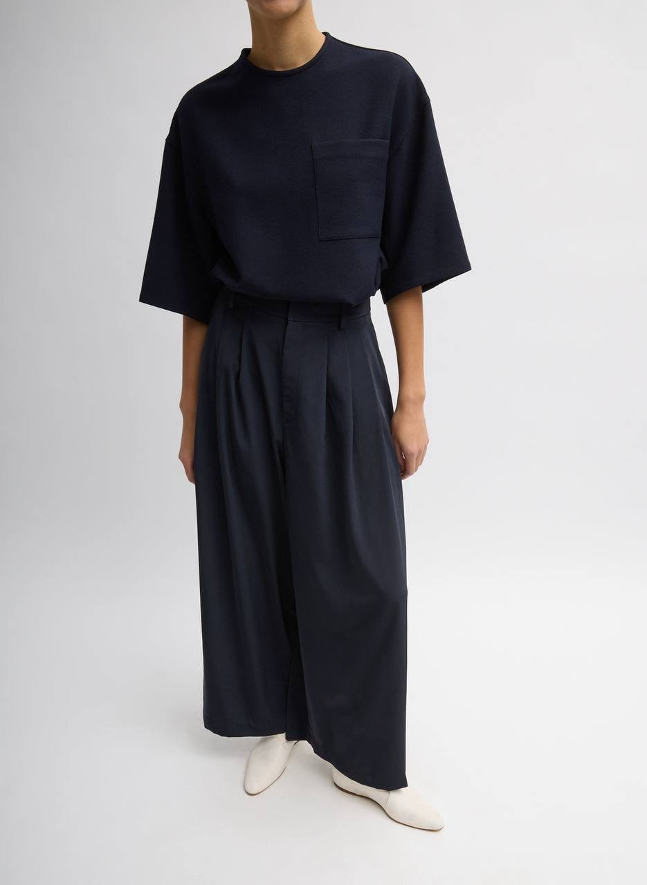 TB Mica Crepe Easy T-Shirt in Navy blue