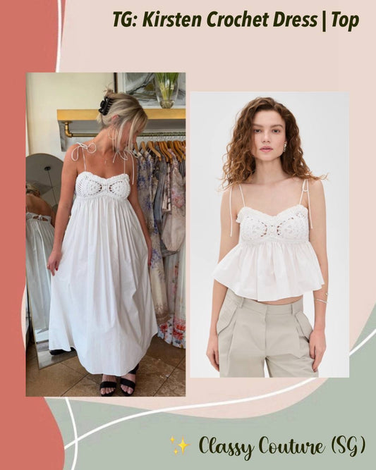 TG Kirsten Crochet Cotton Sundress Maxi Dress | Cami Babydoll Peplum Top