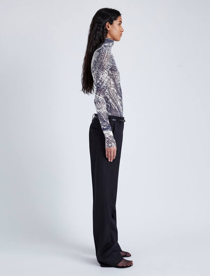 PS Rio Printed Jerset Long Sleeve Mock Neck Top