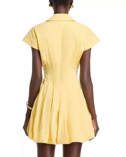 SK Yellow Lirinne Bubble Cotton-blend Mini Dress