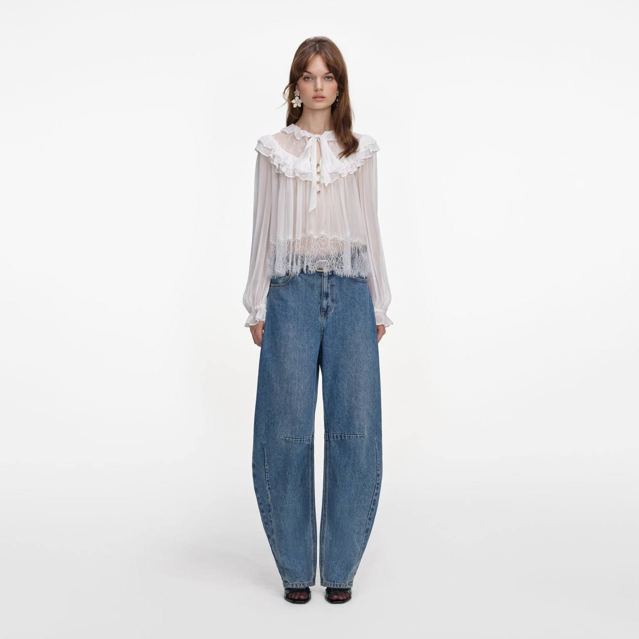SP White Georgette Lace Blouse