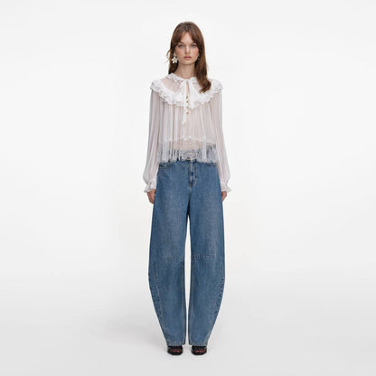 SP White Georgette Lace Blouse