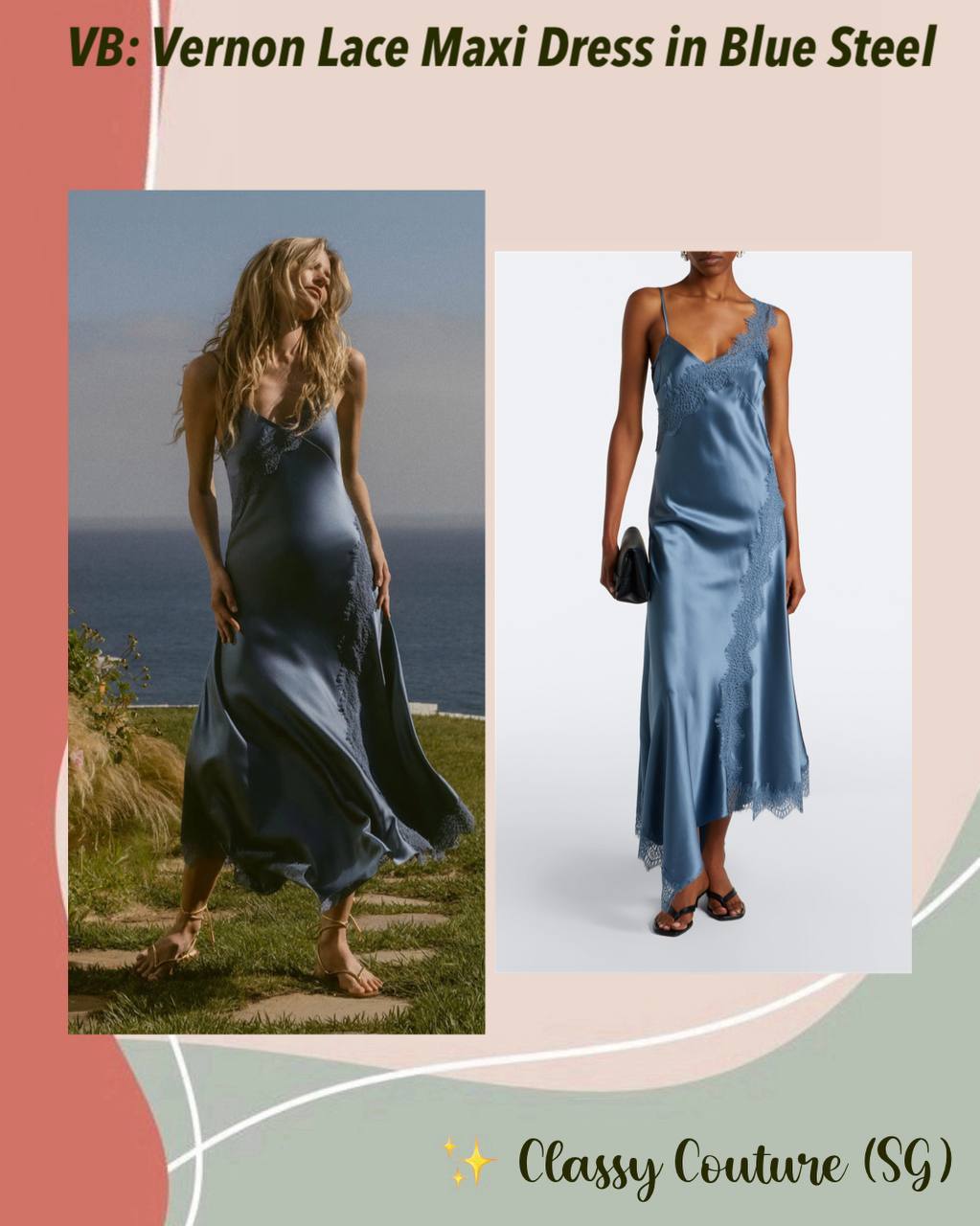 VB Vernon Lace Maxi Dress in Blue Steel