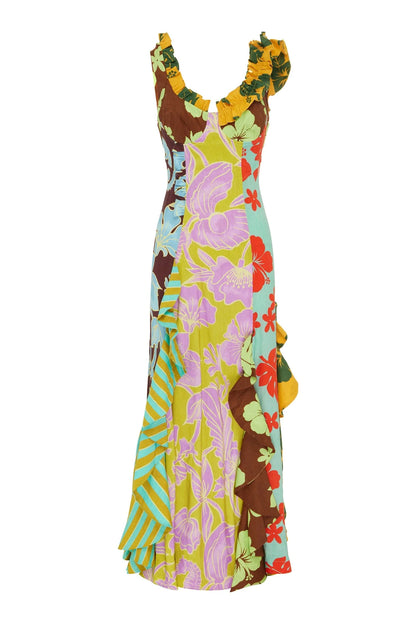 ALM Poppy Spliced Linen Midi Maxi Dress