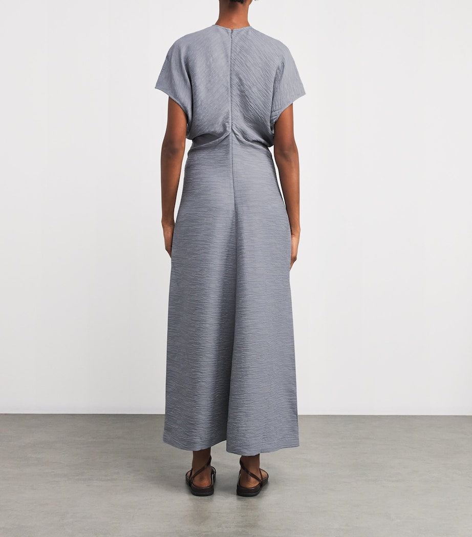 3 Colours! Tot Slouch Waist Crinkled Viscose-Blend Midi Dress