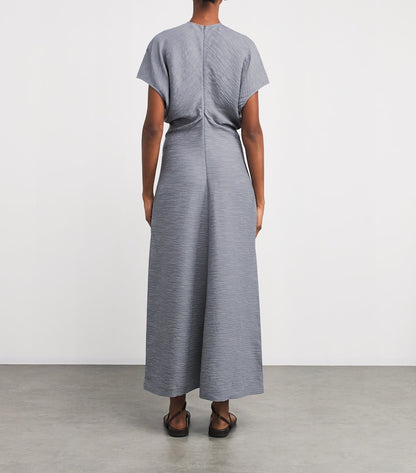 3 Colours! Tot Slouch Waist Crinkled Viscose-Blend Midi Dress