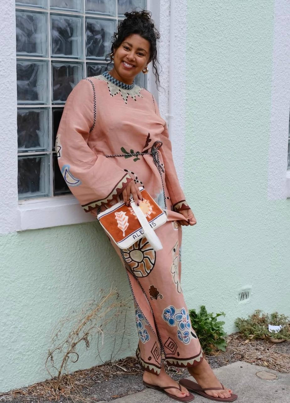 ALM Laurence Belted Linen-Silk Midi Dress