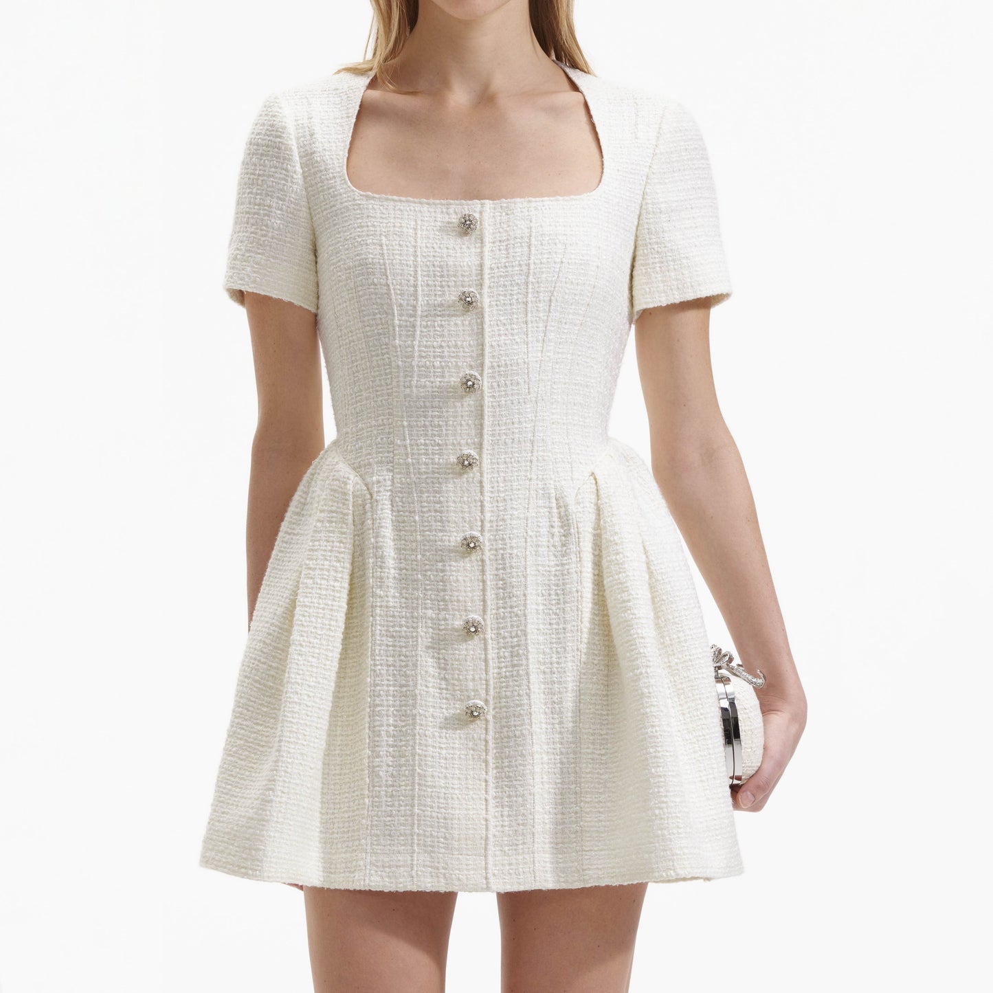 SP Cream Boucle Short Sleeve Mini Dress