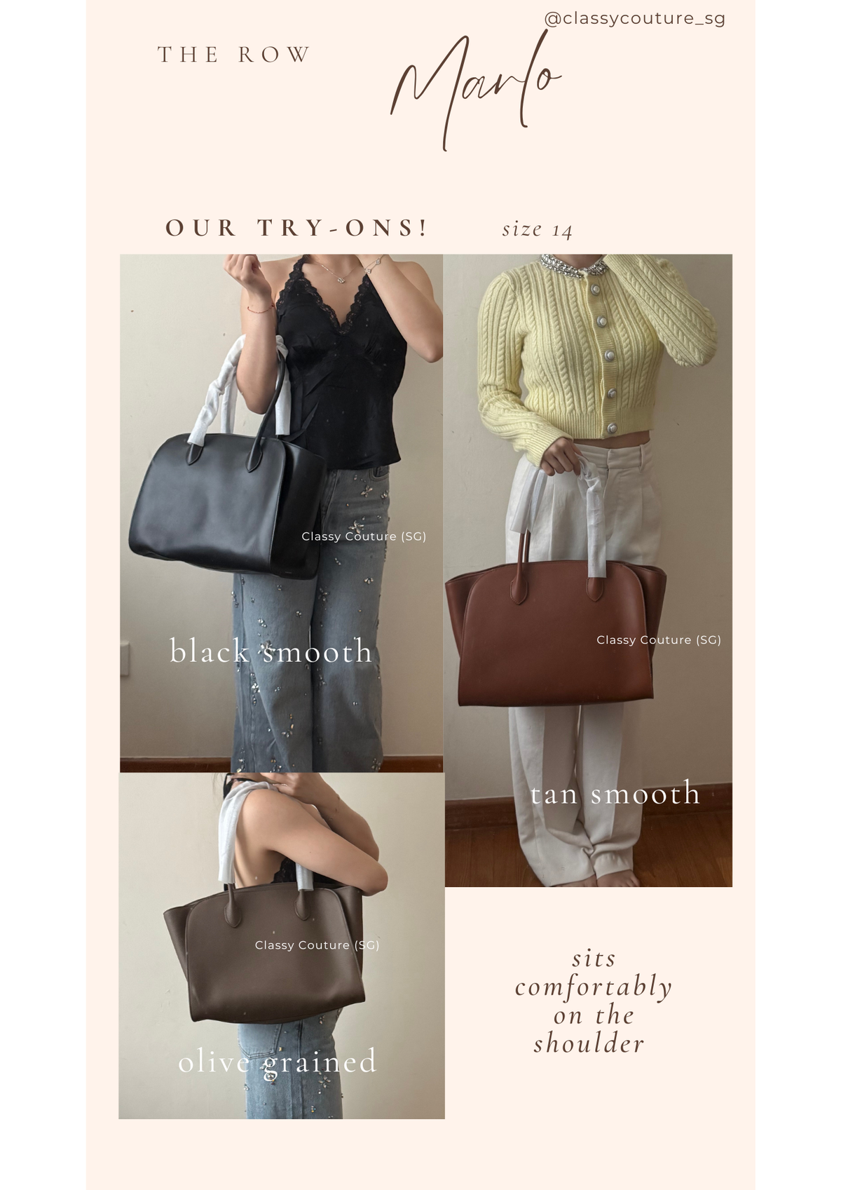 3 Colors! TR Marlo 12/14/17 Bag in Matte Grained Calfskin Leather