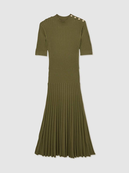 RS Harriet Button-Detail Knitted Midi Dress