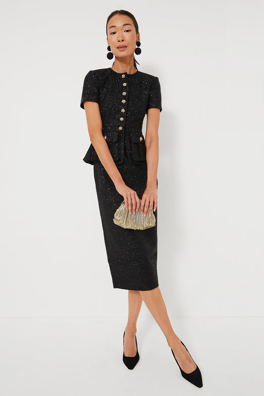 SP Black Tinsel Boucle Tailored Midi Dress