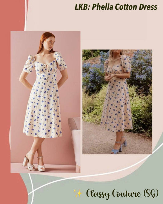 LKB Phelia Cotton-Blend Sweetheart Midi Dress