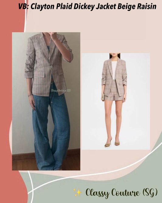 VB Clayton Plaid Dickey Jacket in Beige Raisin Multi