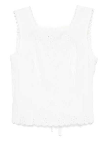 Ref Lorie Eyelet Lace Detail Linen Top