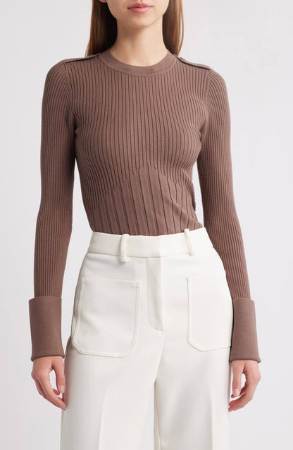 RS Vaux Rib Long Sleeve Viscose-blend Sweater Top