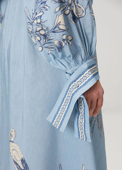 ALM Villa Romantica Holiday Linen-viscose Midi Dress