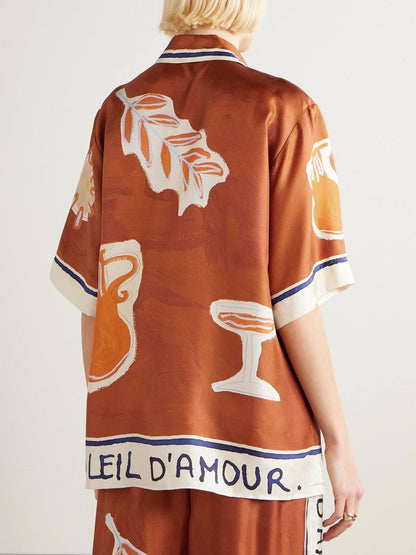 ALM Soleil D'Amour Printed Silk-Twill Shirt | Pant | Skirt | Set