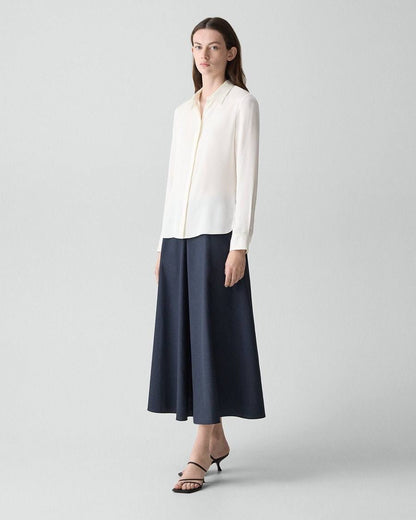 TH Vented Vest | Relaxed Double-Breasted Blazer | Flared Pull-On Skirt in City Twill