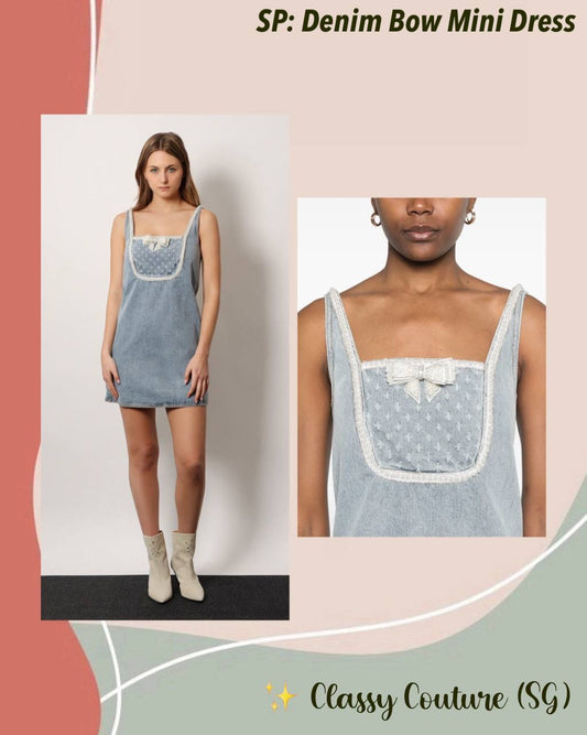 SP Light Blue Denim Bow Mini Dress