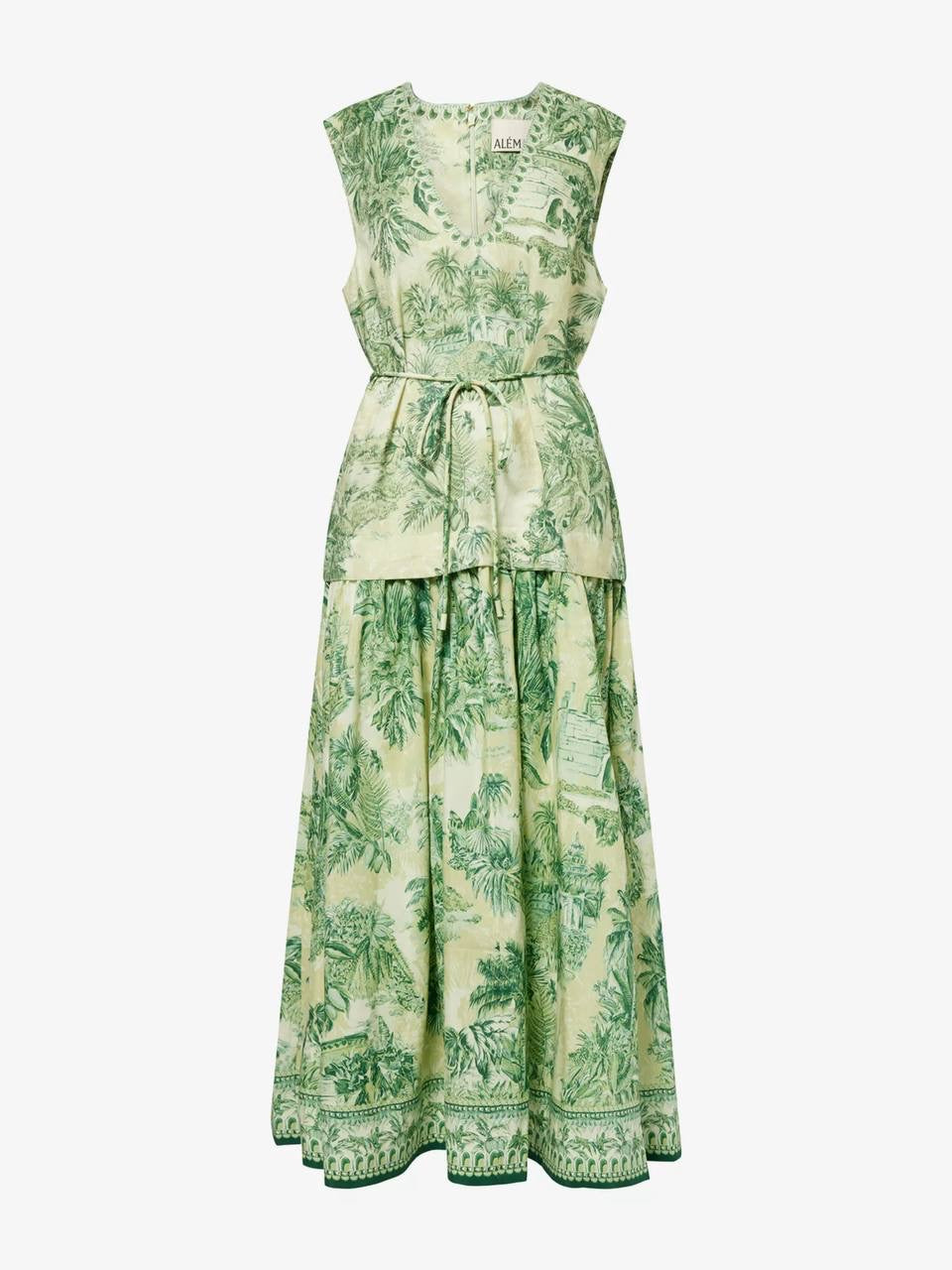 ALM Sara Cotton-Silk Sleeveless V-neck Midi Dress